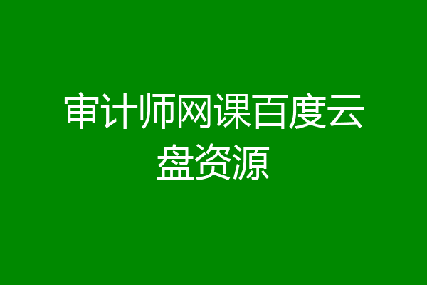 审计师网课百度云盘资源