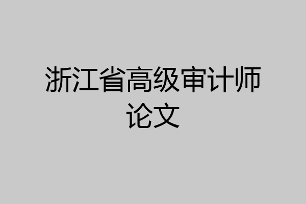 浙江省高级审计师论文