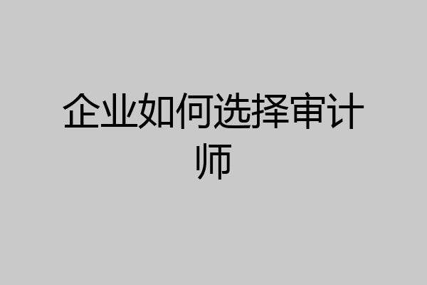 企业如何选择审计师