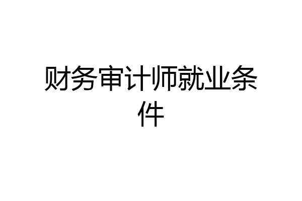 财务审计师就业条件