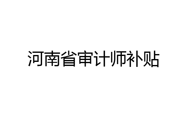 河南省审计师补贴