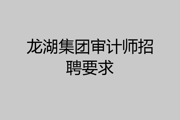 龙湖集团审计师招聘要求