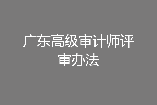 广东高级审计师评审办法