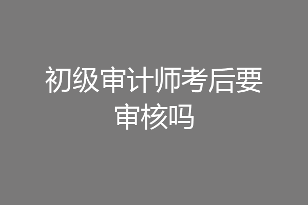 初级审计师考后要审核吗