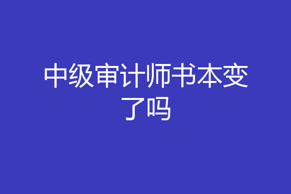 中级审计师书本变了吗