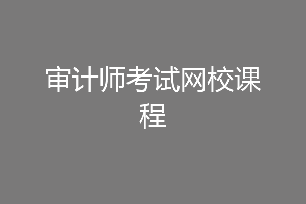 审计师考试网校课程