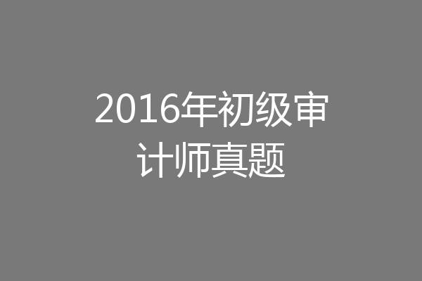 2016年初级审计师真题