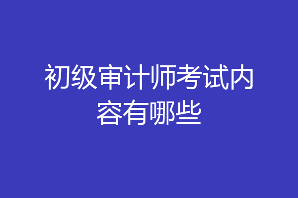 初级审计师考试内容有哪些