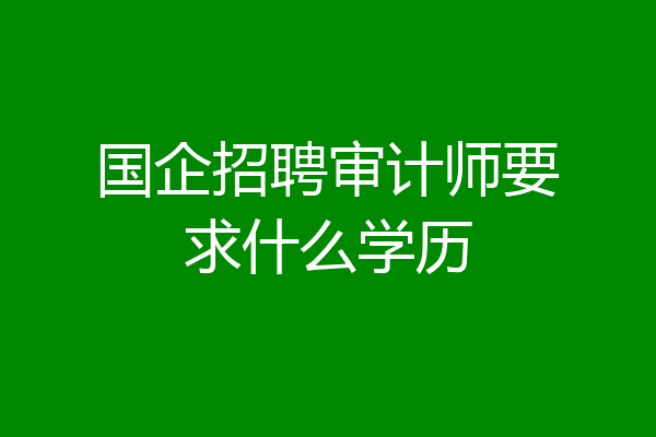 国企招聘审计师要求什么学历