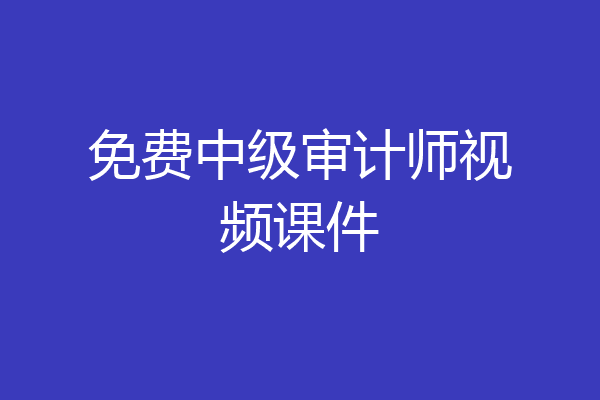免费中级审计师视频课件