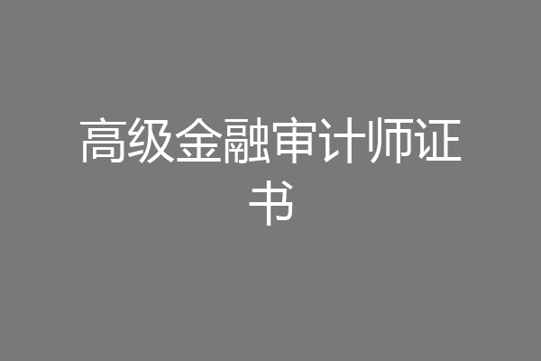 高级金融审计师证书