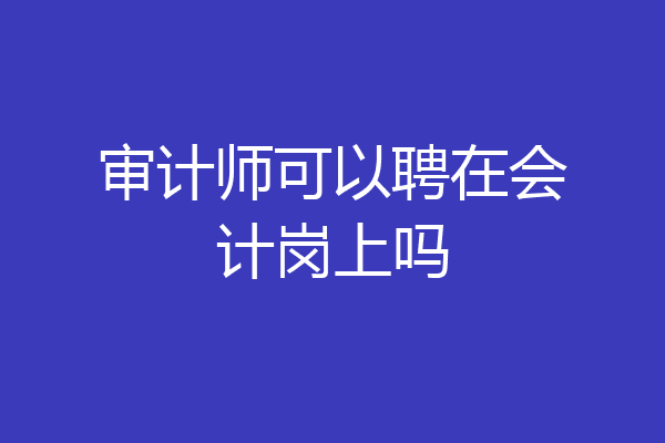 审计师可以聘在会计岗上吗