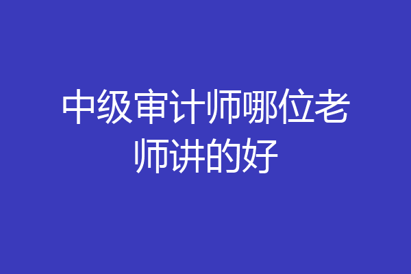 中级审计师哪位老师讲的好