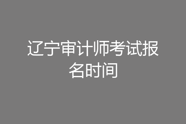 辽宁审计师考试报名时间