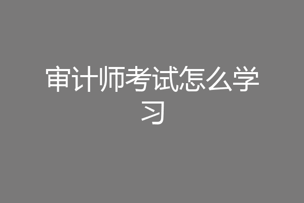 审计师考试怎么学习