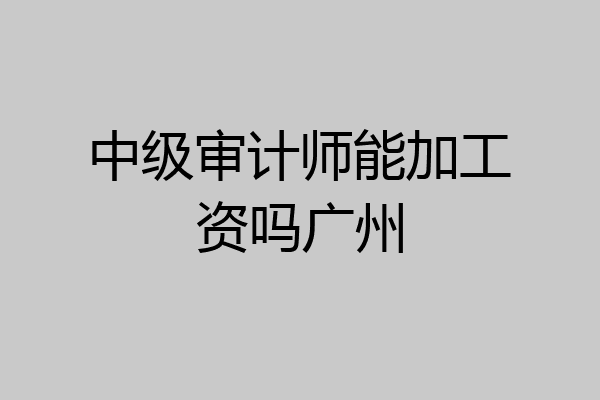 中级审计师能加工资吗广州