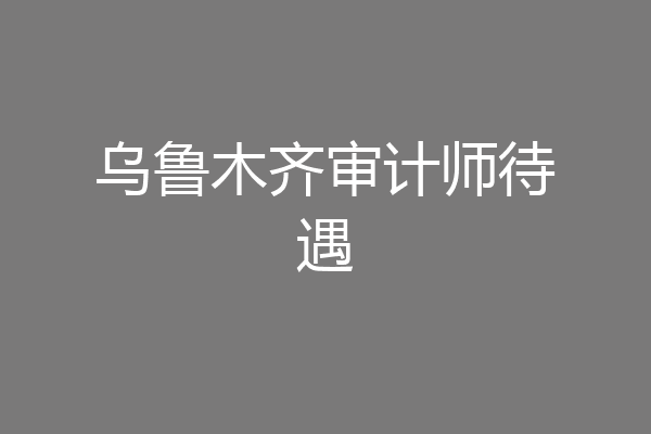 乌鲁木齐审计师待遇