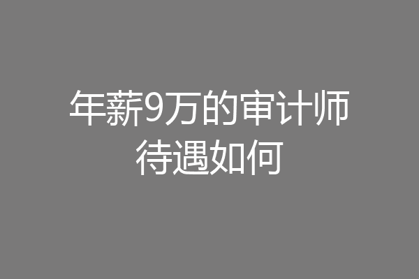 年薪9万的审计师待遇如何