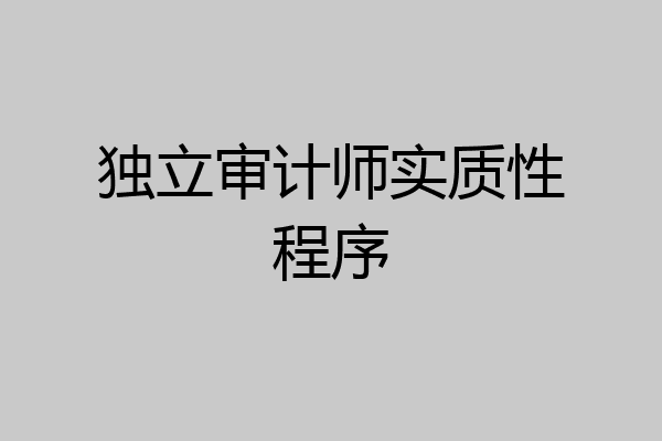 独立审计师实质性程序