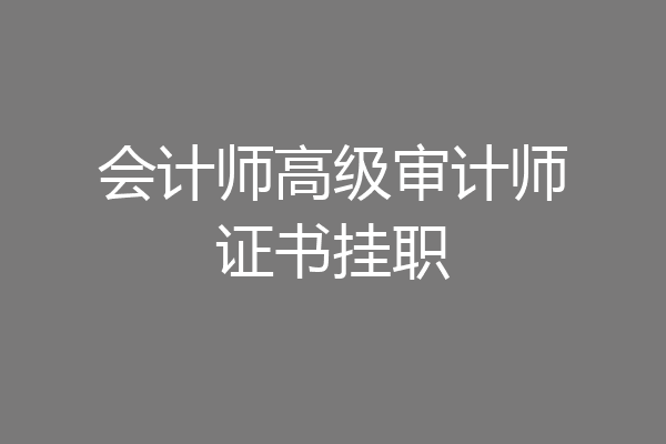 会计师高级审计师证书挂职