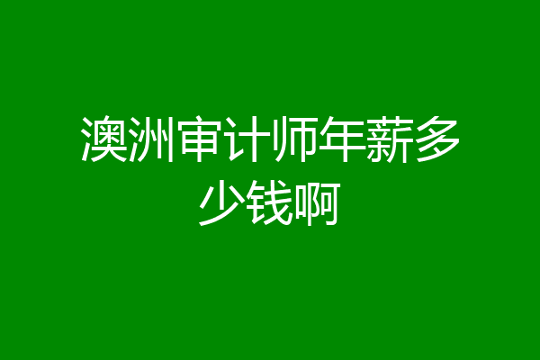 澳洲审计师年薪多少钱啊