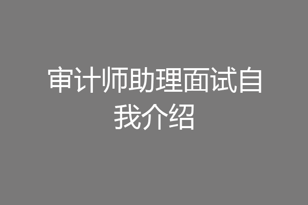 审计师助理面试自我介绍