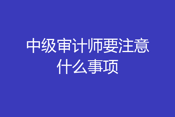 中级审计师要注意什么事项
