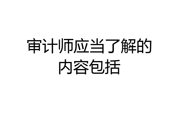 审计师应当了解的内容包括