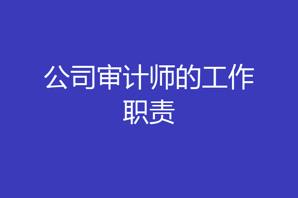 公司审计师的工作职责