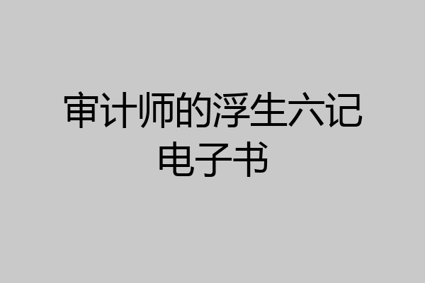 审计师的浮生六记电子书