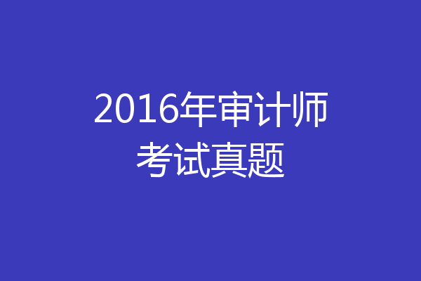 2016年审计师考试真题