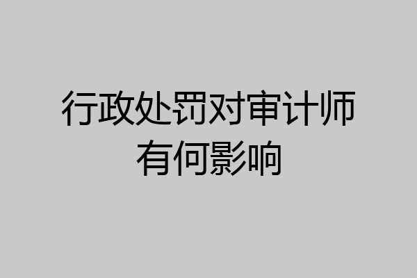行政处罚对审计师有何影响