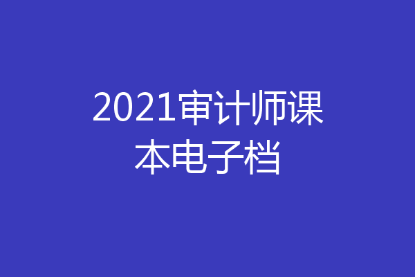 2021审计师课本电子档