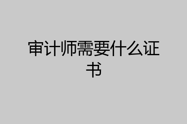 审计师需要什么证书