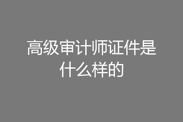高级审计师证件是什么样的