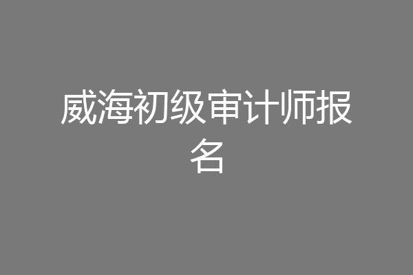 威海初级审计师报名