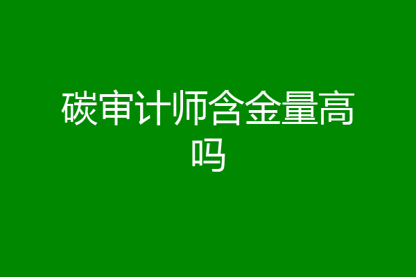 碳审计师含金量高吗
