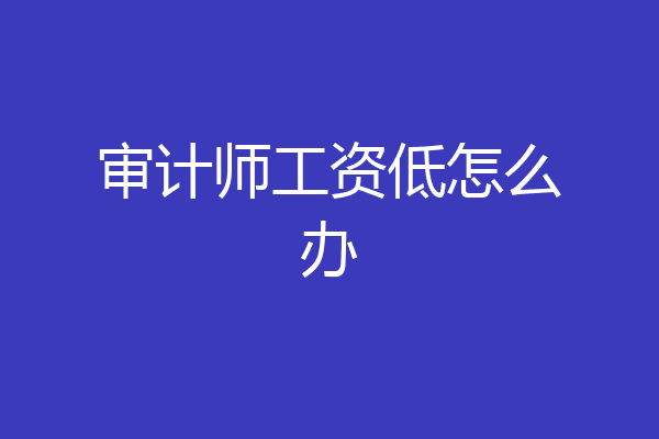 审计师工资低怎么办