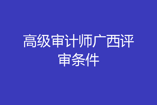 高级审计师广西评审条件