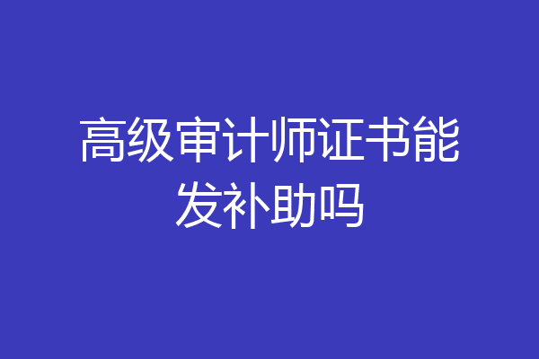 高级审计师证书能发补助吗