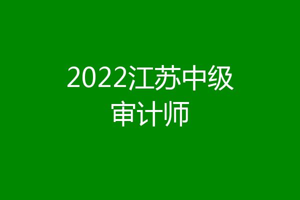 2022江苏中级审计师