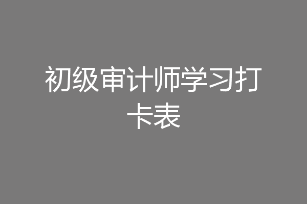初级审计师学习打卡表