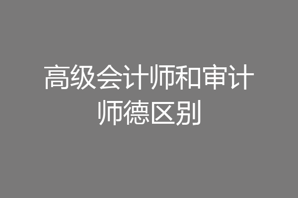 高级会计师和审计师德区别