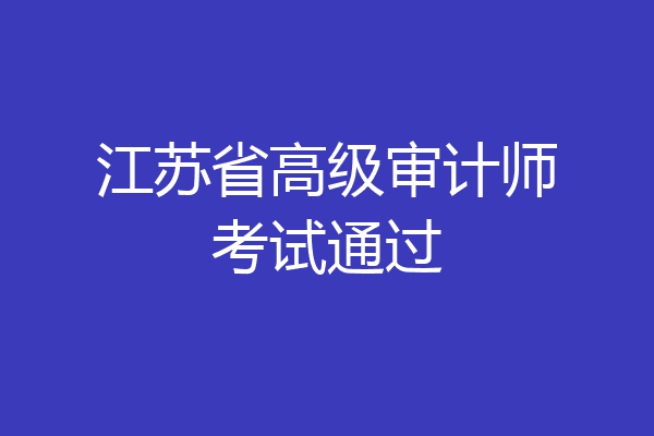 江苏省高级审计师考试通过
