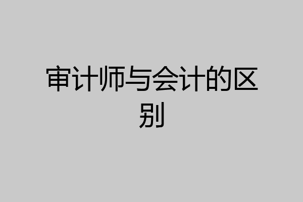 审计师与会计的区别