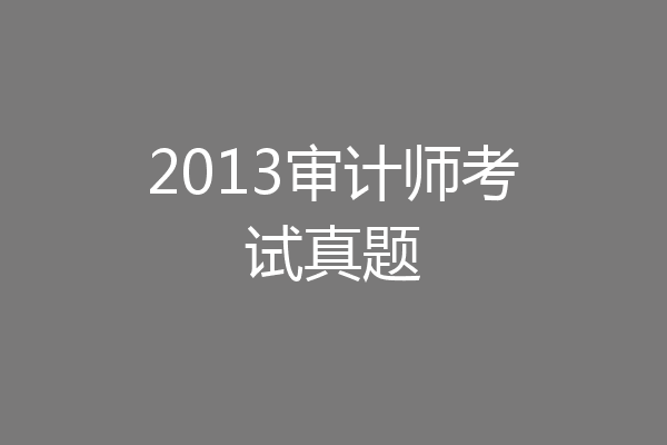 2013审计师考试真题