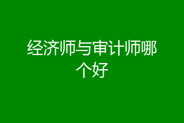 经济师与审计师哪个好