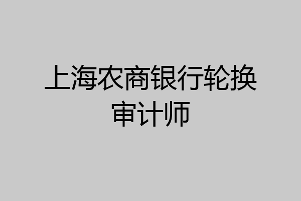 上海农商银行轮换审计师