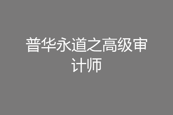普华永道之高级审计师