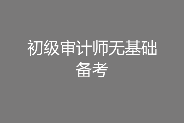 初级审计师无基础备考